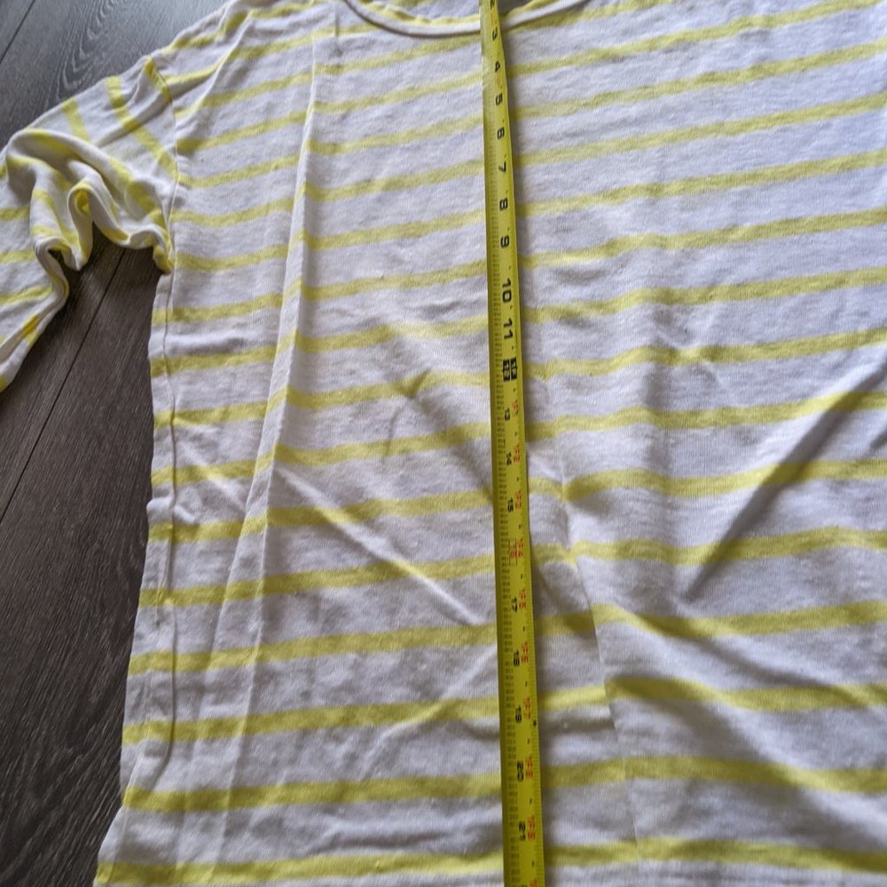 Land's End 1963 Canvas Women's Tee T-shirt Long Sleeve 100% Linen Yellow Striped - Picture 7 of 9